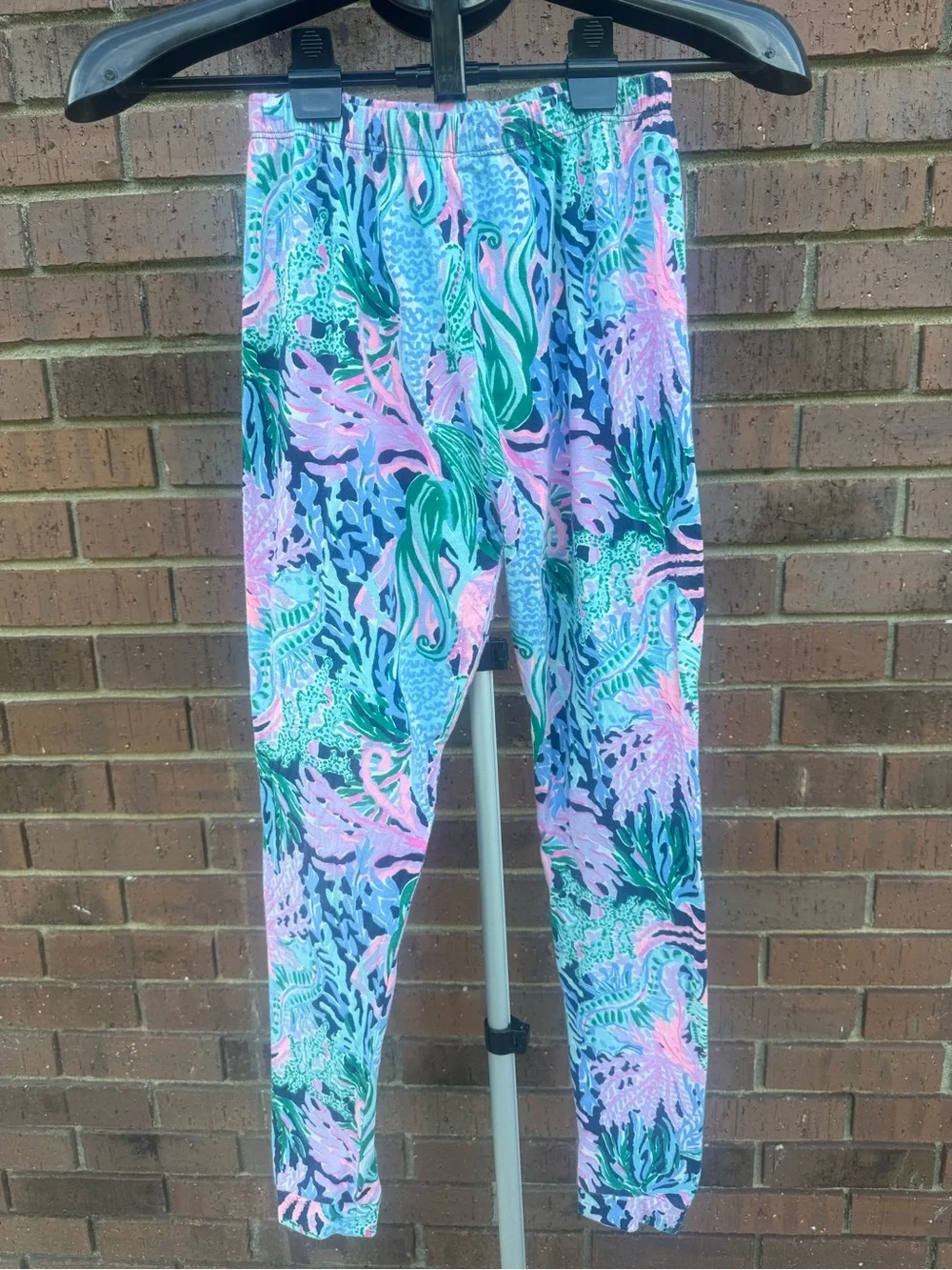 Lilly Pulitzer Girls Sammy Pajama Set High Tide Navy Mermaid Size 14 Pants Top